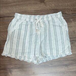 SO Women's Striped Shorts - White and Gray